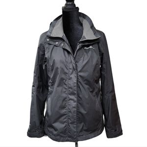 Eddie Bauer Women's Adjustable Hooded Jacket Black Waterproof/Breathable Jacket